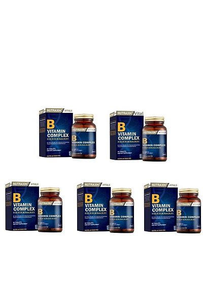 Nutraxin Vitamin B Complex - Helps Reduce Fatigue and Fatigue, 60 Tablets*5