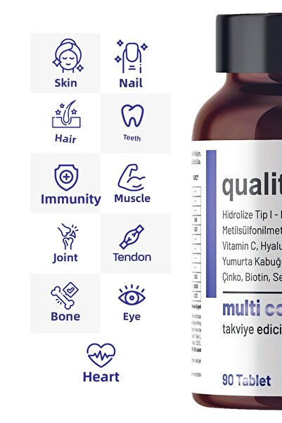 Quality Life Multi Collagen 90 Tablets - Type 1-2-3-5-10 Collagen Msm Magnesium Collegen Peptidies Colagen Zinc