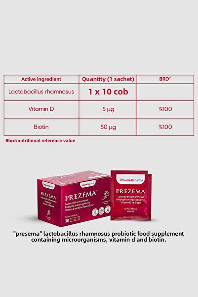 Imuneks Prezema Lactobacillus Rhamnosus Supplement with Probiotic, Vitamin D, and Biotin 30 Sachets