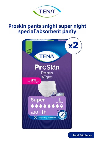 TENA حفاضات بروسكين الليلية سوبر 7.5 داملا لارج - حفاضات خاصة لليلة ذات قدرة امتصاص عالية 60 قطعة