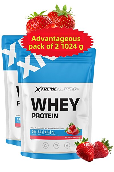 Xtreme Nutrition Strawberry Pattern Whey Protein Powder - 1024 g - 32 Serve (5g Bcaa+4G Glutamine+2G Creatine)