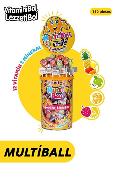 Multiball حزمة متعددة الكرات المصاصة متعددة الفيتامينات 150 قطعة