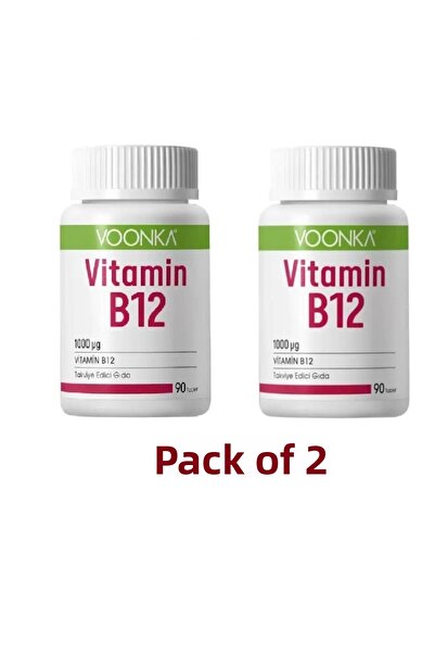 Voonka فيتامين ب12 - 1000 جرام، 90 قرصًا، عبوتان