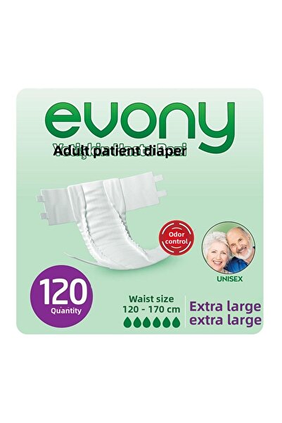 Evony حفاضات للمرضى بحزام خصر كبير جدًا (حجم كبير جدًا) 120 قطعة
