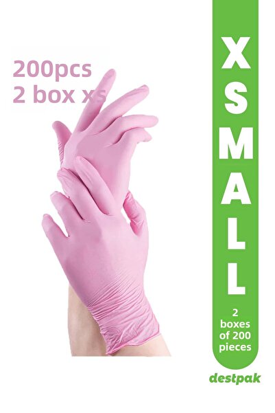Destpak قفازات نيتريل وردية - قفازات فحص خالية من البودرة - متوافقة مع الأغذي...
