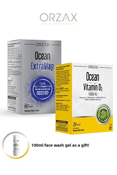 Ocean Extramag 60 Tablets - Vitamin D3 1000Iu 20ml (Magnesium Complex and D3 Vitamin Combination)