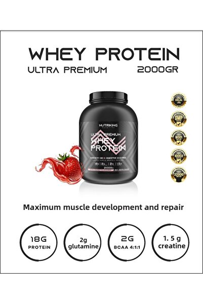 Nutriking Strawberry Flavored Whey Protein Powder ™   2000 Gr - 80 Servings