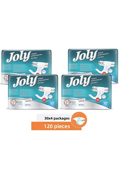 Joly Adult Patient Diapers with Flexible Waistband Medium 120 Pieces (4X30) Textile Surface