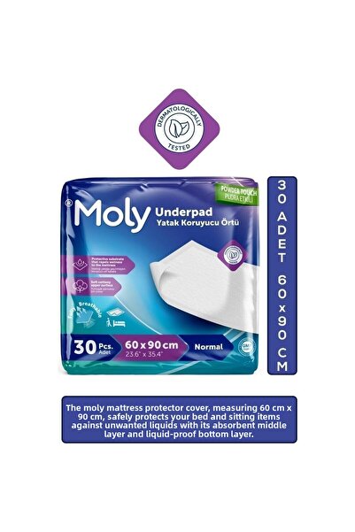 Moly غطاء واقي للسرير مقاس 60×90 سم، 30 قطعة، وسادة للقطط والكلاب