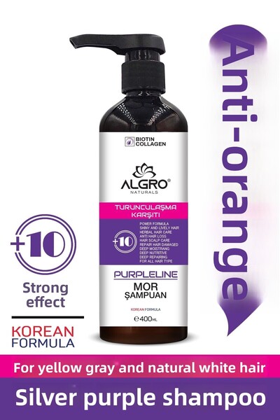 Algro شامبو مضاد للبرتقال باللون الأرجواني الفضي بعد الانعكاسات للشعر الأشقر ...
