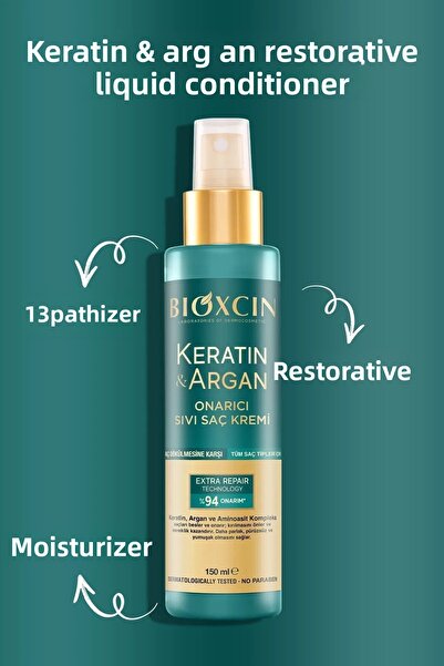 Bioxcin Keratin & Argan Repair Shampoo 300ml + Keratin Argan Hair Care Oil + Conditioner + Repair Liquidoil