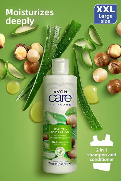 AVON Care Aloe Vera Ve Makademya Fındığı Yağı Şampuan Ve Saç Bakım Kremi 700 Ml.