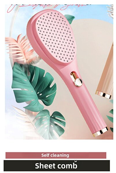 Nehir Pieptene pentru păr umed/uscat cu funcție de masaj, retractabil, cu autocurățare, pentru păr voluminos