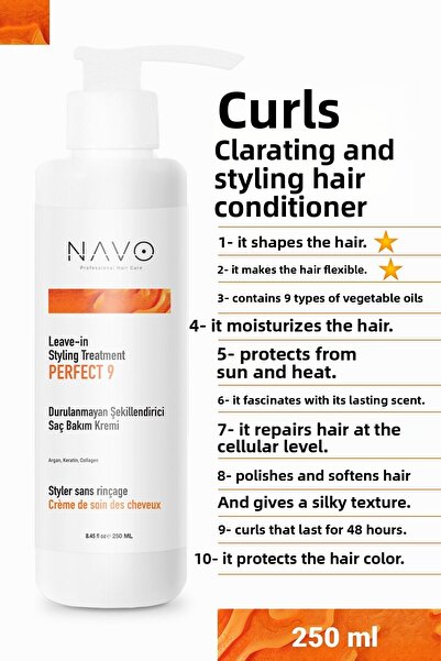 NAVO PROFESSIONAL HAIR CARE كريم تصفيف الشعر المجعد بدون شطف - للشعر المجعد -...
