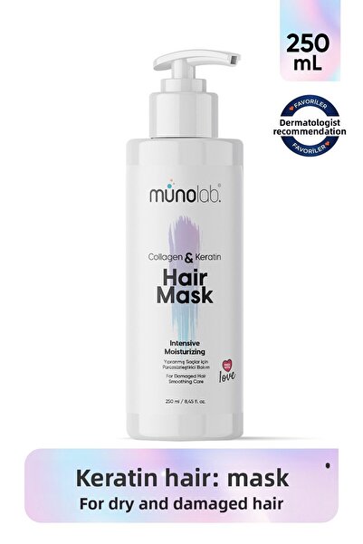 MUNOLAB كريم نباتي للعناية بالشعر - الكيراتين والكولاجين، إصلاح فوري، سهل الت...