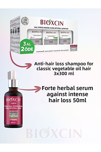 Bioxcin Genesis Buy 3 Pay 2 Shampoo for Oily Hair & Forte Anti-Hair Loss Herbal Serum 50ml