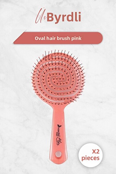 nascita Τρισδιάστατη οβάλ βούρτσα μαλλιών ροζ x 2 τεμάχια