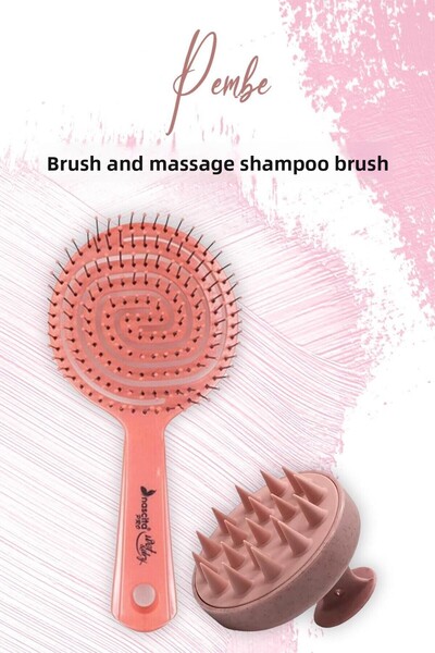 Düvenci Toptan Мека силиконова четка за масаж и шампоан, розова и овална четка за коса, розова