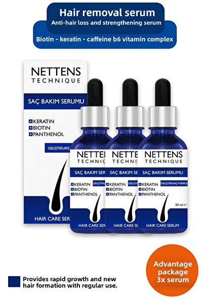 NETTENS مصل تقوية الشعر وتسريع نموه ضد تساقط الشعر، مجموعة من 3 قطع