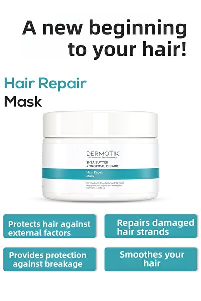 Dermotik قناع العناية بالشعر لإصلاح الشعر التالف والمصبوغ بزبدة الشيا + الزيت...