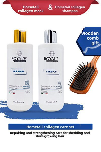 royale professional قناع وشامبو بالكولاجين من هورسيتيل - 500 مل - مع مشط هدية