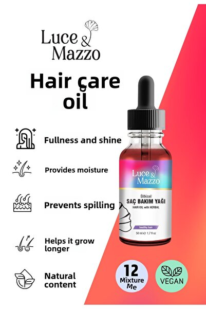 LUCE AND MAZZO 50 ml Hair Care Oil - 12 Natural Oil Strong Hair Serum