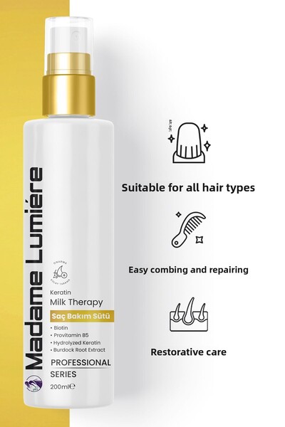 Madame Lumıere حليب العناية بالشعر المقوي والمغذي والإصلاح بالكيراتين والبروفيتامين 200 مل
