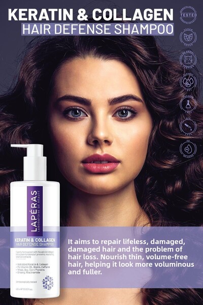LAPERAS Collagen and Keratin Anti-Hair Loss Fast Hair Growth Plumping Repair Nourishing Shampoo