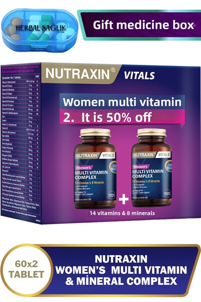 Nutraxin حزمة المزايا بنسبة 50% للنساء - 120 قرصًا متعدد الفيتامينات والمعادن