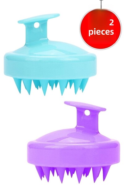 Mallame مشط تدليك ناعم من السيليكون مكون من قطعتين للعناية بفروة الرأس وشامبو...