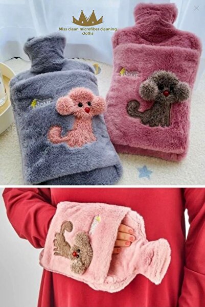 MissClean (1 Pcs) Plush Pouch Warm Water Bag 2 Lt Pocket Hand-Held Warm Water...