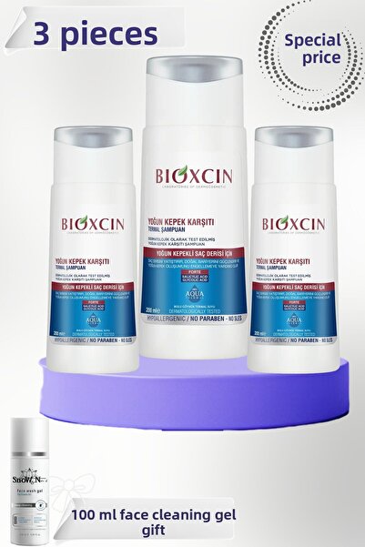 Bioxcin أكوا ثيرمال دي إس 200 مل شامبو القشرة المكثف (3 قطع) + 100 مل جل تنظيف الوجه هدية