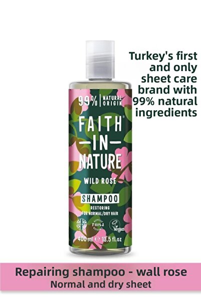 Faith In Nature شامبو إصلاح طبيعي بنسبة 99% - الورد البري للشعر العادي والجاف