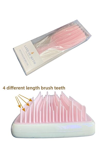 LAND OF MYTH Lom1262 Wet & Dry Hair Lightening Detangler Brush (Pearl White-Pink)