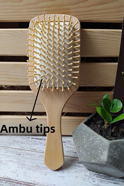 Duffa Βούρτσα με μύτη μπαμπού Ξύλινη βούρτσα μαλλιών Ξύλινη χτένα (ΜΕΓΕΘΟΣ)