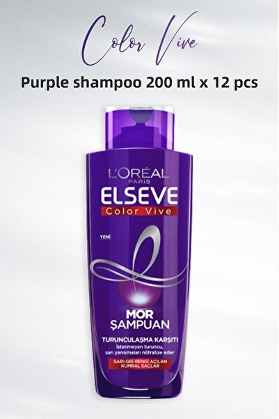 ELSEVE Vive Purple Anti-Orange - 200 ml x 12 Shampoos