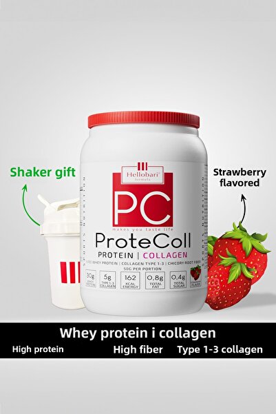 Hellobari Formula بروتيكول - بروتين الكولاجين بنكهة الفراولة، 21 حصة