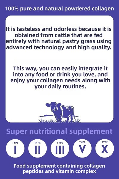 Generic Brand Collagen 100% Pure and Natural High Bioactive Double Hydrolyzed Collagen Peptide Dietary Supplement for 30 Days