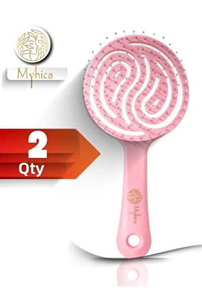 Myhica Ανοιχτό ροζ Pro τρισδιάστατη οβάλ βούρτσα μαλλιών MyhicaPro4 Σετ 2 τεμαχίων
