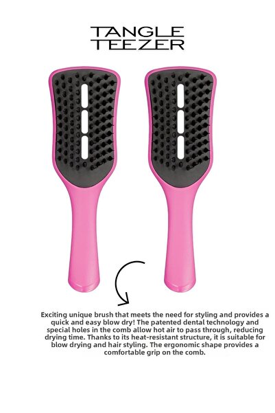 Tangle Teezer فرشاة تصفيف الشعر سهلة التجفيف والتصفيف باللون الوردي الساحر، قطعتان