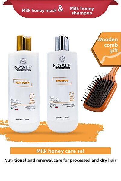 royale professional قناع وشامبو عسل الحليب - 500 مل - مع مشط هدية