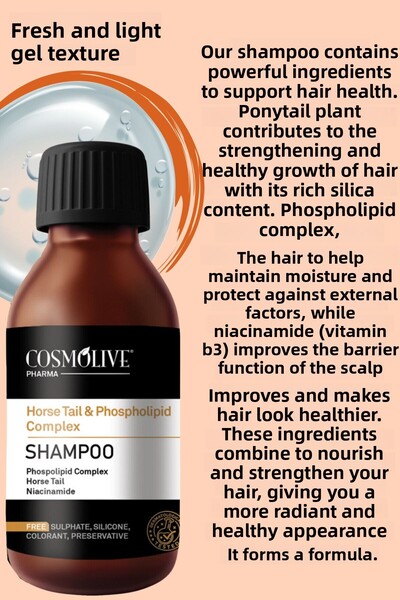 Cosmolive Shampoo |   Anti-Hair Loss |   Sulfate-Free |   Quick Extension |   Ponytail Extract |   Repairer |   Feeder