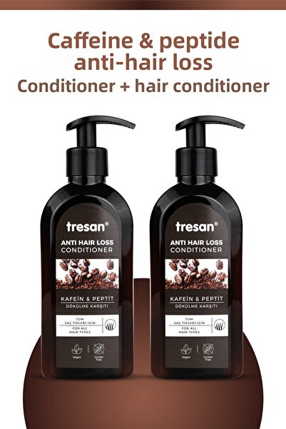 Tresan بلسم مضاد لتساقط الشعر بالكافيين والببتيد - لجميع أنواع الشعر والشعر المعرض للتساقط (300 مل × 2)