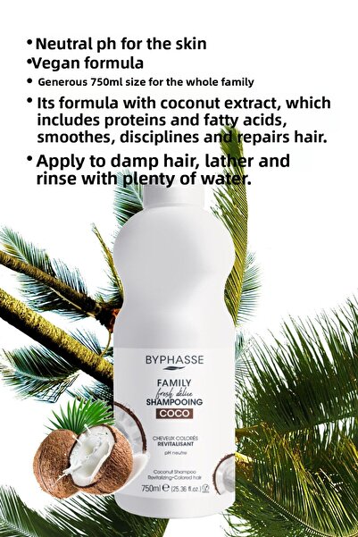 BYPHASSE Family Fresh Coconut Shampoo Special for Dyed Hair 750ml