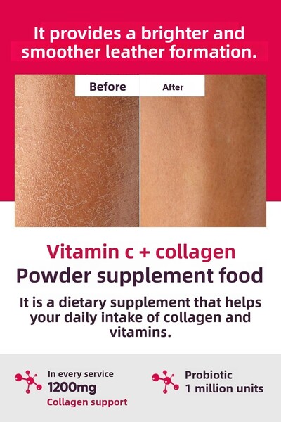 CollagenFox مسحوق مكمل غذائي يحتوي على 1200 ملجم كولاجين، 30 كيسًا