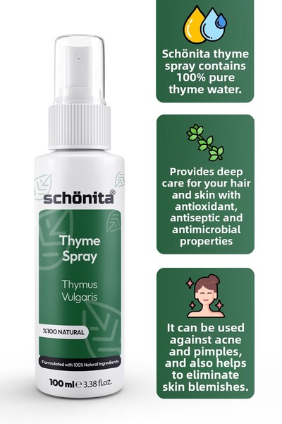 SCHÖNİTA ماء زعتر نقي 100% - معزز للشعر وعناية طبيعية بالفم - 100 مل