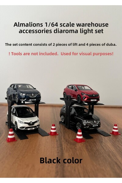 almalions 1/64 مقياس Diaroma مركبة ليفتي 2 قطعة + 4 قطعة ملحقات جراج عائم أسود
