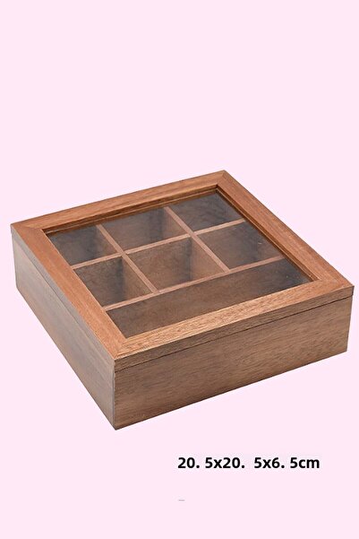 DEKORANLA صندوق شاي بني مكون من 7 أقسام، منظم، تصميم أنيق ومريح