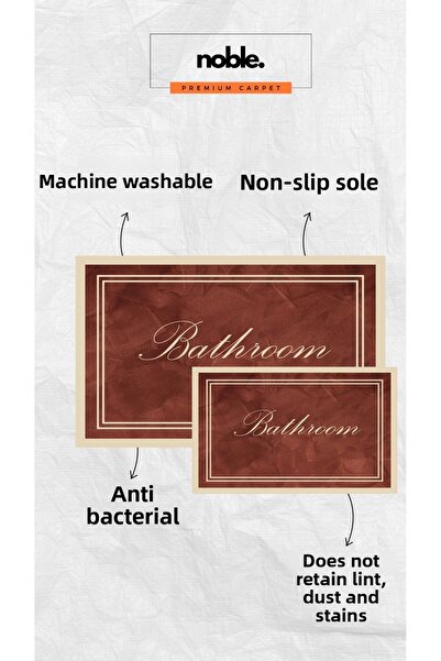 Liriya Digital Printing Burgundy Colored Framed Modern Set of 2 Bath Mat Bathroom Carpet (60X100 40X60)