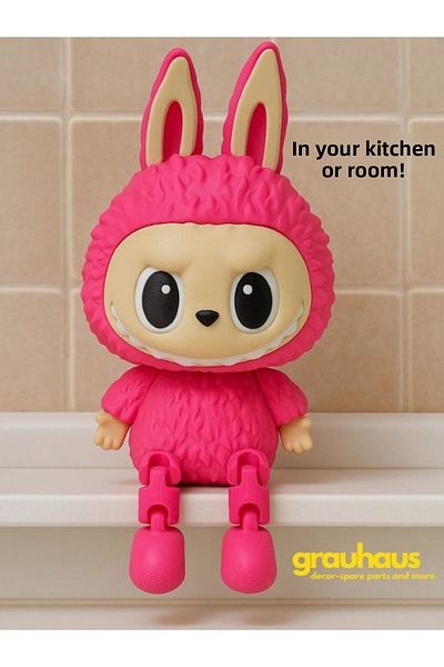 GRAUHAUS 15 cm Pink Labubu Figure – Cute Decorative Figurine with Movable Legs Labubu Figure Gift Labubu